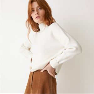 & Other Stories White Cropped Mock Neck Sweater
